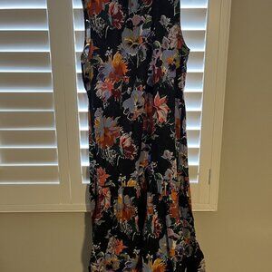 Arket Size 44 Elegant Floral Maxi Dress Black Multicolor Sleeveless Summer Dress